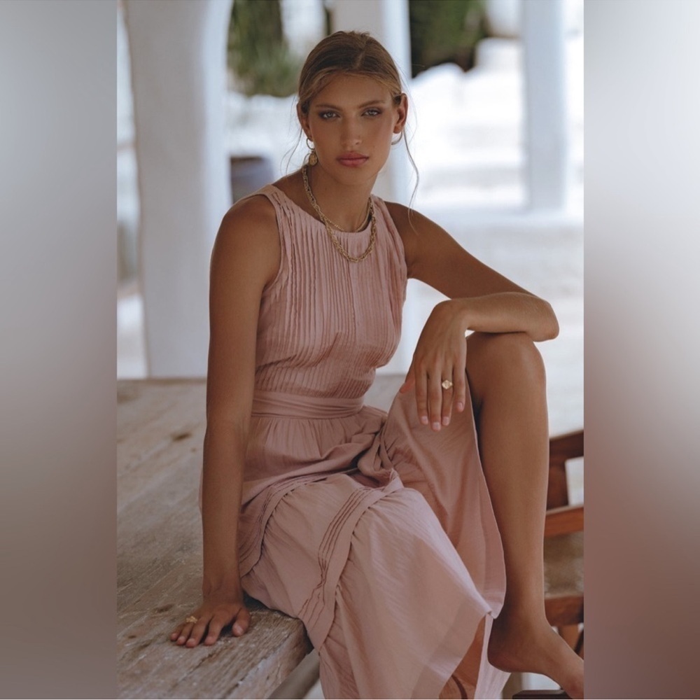 Pampelone Perle Cotton Tiered Sleeveless Maxi Dress